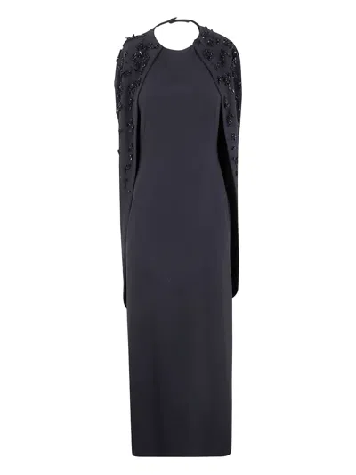 Alberta Ferretti Bead-embroidery Maxi Dress In Black