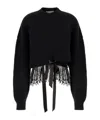 Alberta Ferretti Bead-fringed Knitted Cropped Top In Black