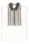 Alberta Ferretti Embellished Collar Chiffon Top
