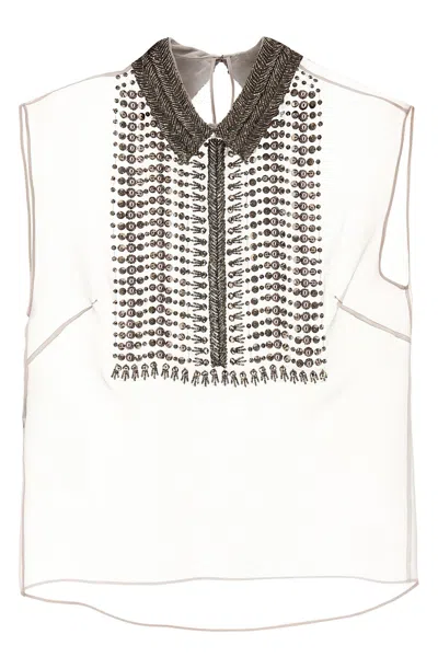 ALBERTA FERRETTI ALBERTA FERRETTI BEADED CHIFFON TOP
