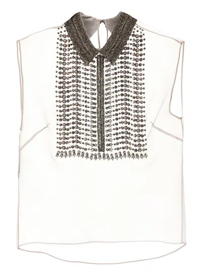ALBERTA FERRETTI ALBERTA FERRETTI BEADED CHIFFON TOP