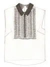 Alberta Ferretti Embellished Collar Chiffon Top In Neutral