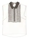 Alberta Ferretti Embellished Collar Chiffon Top In Gray
