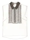 Alberta Ferretti Embellished Collar Chiffon Top In Gray