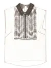 Alberta Ferretti Embellished Collar Chiffon Top