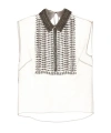 Alberta Ferretti Embellished Collar Chiffon Top In White