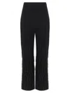 Alberta Ferretti Beaded High-waisted Stretch Wool Pants In Black