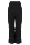 Alberta Ferretti Beaded High-waisted Stretch Wool Pants In Black