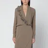 Alberta Ferretti Beige Blouse With Floral Embroidery Women In Brown