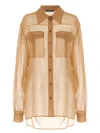 Alberta Ferretti Pointed Collar Sheer Fabric Shirt In Beige