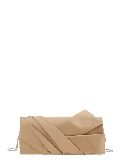 Alberta Ferretti Beige Clutch Bag With Geometric Inserts Design
