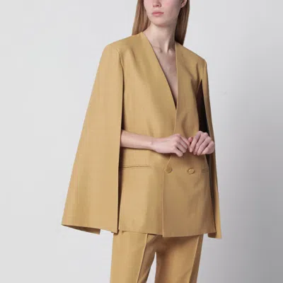 Alberta Ferretti Alberta Ferreti Beige Ochre Doublebreasted Silk Jacket In Gold