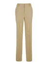 Alberta Ferretti Beige Pants With High Waist And Belt Loops In Linen Blend Stretch Woman In Beige