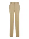 Alberta Ferretti Beige Pants With High Waist And Belt Loops In Linen Blend Stretch Woman In Beige