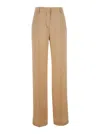 Alberta Ferretti Beige Pants With High Waist And Belt Loops In Pink