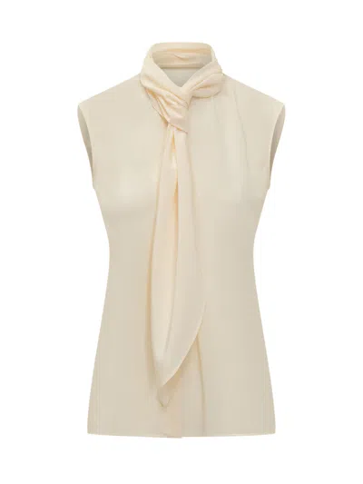 ALBERTA FERRETTI WOMEN BEIGE SOLID SHAWL NECK TOP