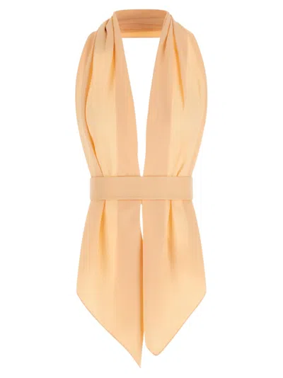 Alberta Ferretti Scarf-effect Viscose Tank Top In Neutral