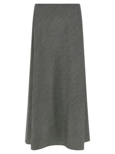 Alberta Ferretti Bell Chevron Skirt In Gray