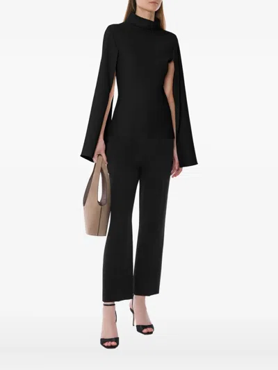 Alberta Ferretti Bell-sleeves Mock-neck Blouse In Black