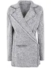 Alberta Ferretti Herringbone Patterned Long Sleeve Jacket In Gray