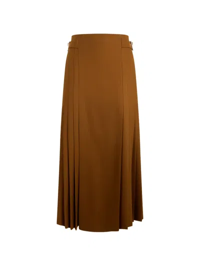 Alberta Ferretti Belt-detail Pleated Maxi Skirt In Brown