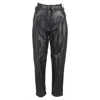 Alberta Ferretti Belted Accent Tapered Pants In Black Leather In Black