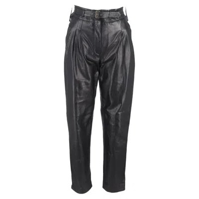 Alberta Ferretti Belted Accent Tapered Pants In Black Leather