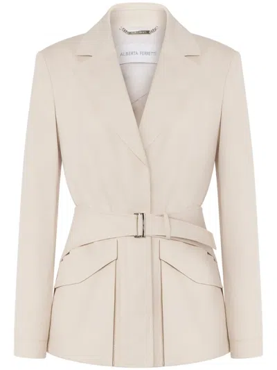 Alberta Ferretti Belted Blazer In Neutrals