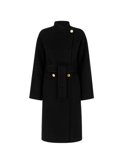 Alberta Ferretti Belted Button-detail Coat In Black