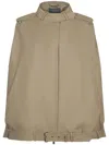 Alberta Ferretti Belted Cape Jacket With High Collar In Brown