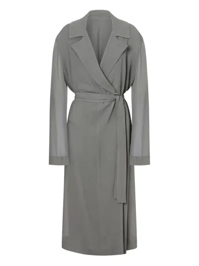 Alberta Ferretti Belted Coat In Gray