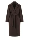 Alberta Ferretti Belted Coat In Brown