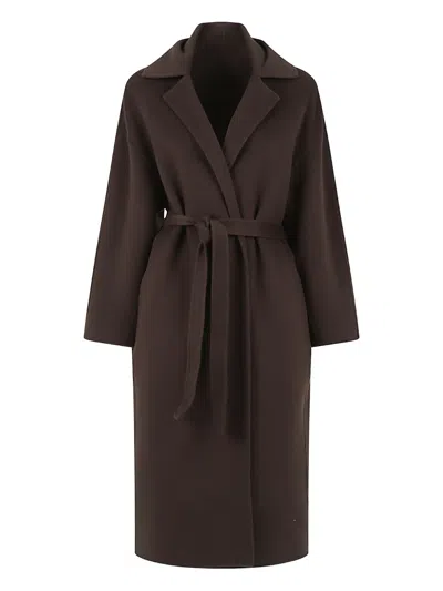 Alberta Ferretti Belted Coat In Brown