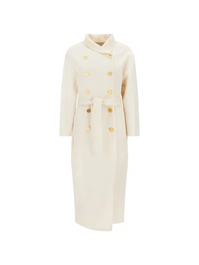 Alberta Ferretti Belted Double-breasted Coat In Neutral