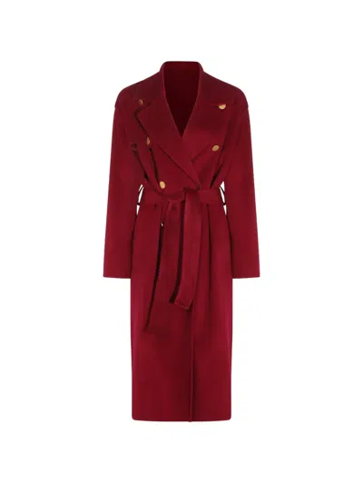 Alberta Ferretti Belted Double-breasted Coat In Red