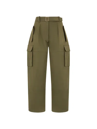 Alberta Ferretti Belted High-waisted Cargo Pants In Green