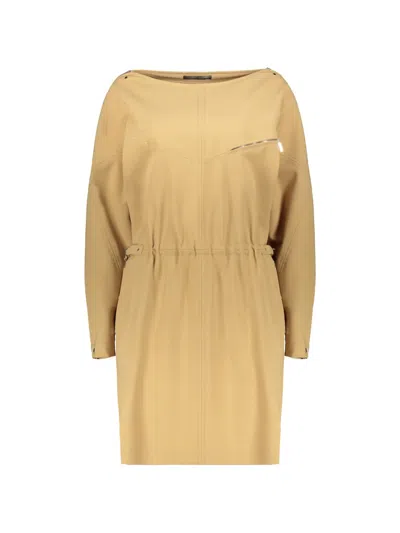 Alberta Ferretti Belted Long-sleeve Mini Dress In Yellow