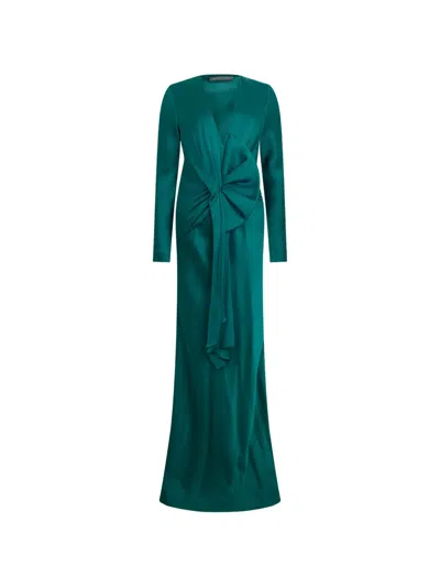 Alberta Ferretti Belted Maxi Dress In Green