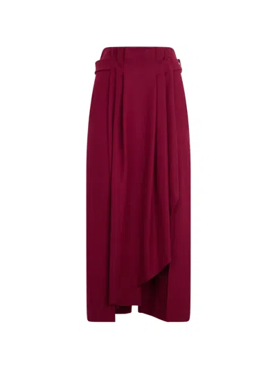 Alberta Ferretti Belted Pleated Maxi Skirt In Burgundy