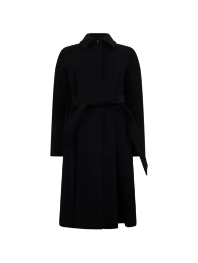 Alberta Ferretti Belted Single-breasted Coat In Black