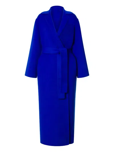 Alberta Ferretti Belted Wrap Coat In Blue