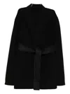 Alberta Ferretti Belted-wrap Long-sleeves Coat In Black