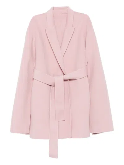 Alberta Ferretti Belted-wrap Long-sleeves Coat In Pink