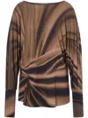 Alberta Ferretti Bishop-sleeves Abstract-print Top In Brown