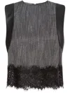 Alberta Ferretti Lace-trim Sleeveless Crop Top In Black