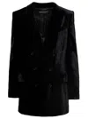 Alberta Ferretti Black Double-breasted Jacket With Tonal Buttons In Velvet Woman  In Nero