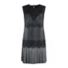 Alberta Ferretti Black Dress With Lace And Pleated Skirt In Black