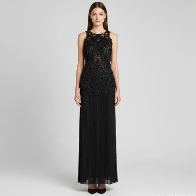 Pre-owned Alberta Ferretti Black Embellished Sheer Cocktail Dress S