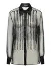 ALBERTA FERRETTI BLACK EMBROIDERED ORGANZA SHIRT