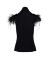 Alberta Ferretti Black Feather-piping Blouse In Black